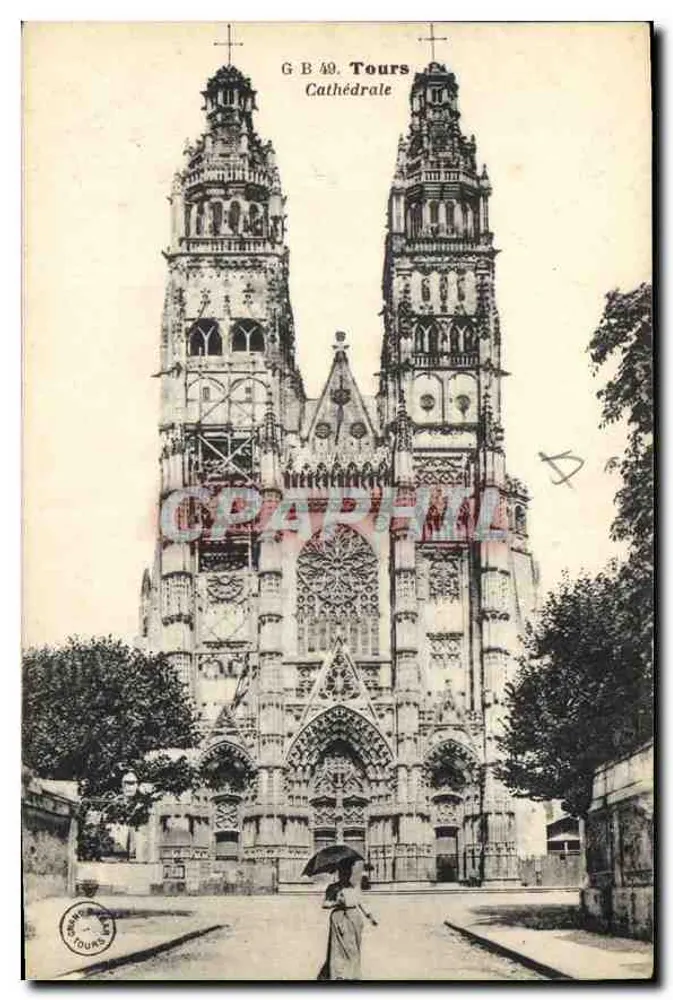 Tours — Catedral — Editor: Imprensa de Tours, n° da série G B 49 - Frente