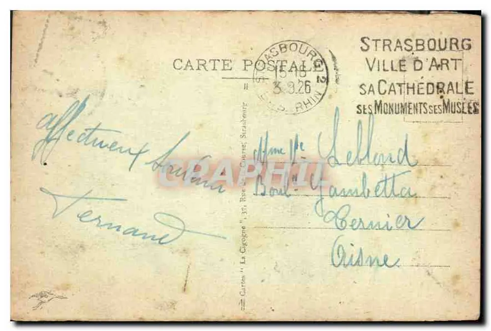 Straßburg — Panoramablick auf die Ill in der Nähe der Place de la République — Postkarte Nr. 117 - Rückseite