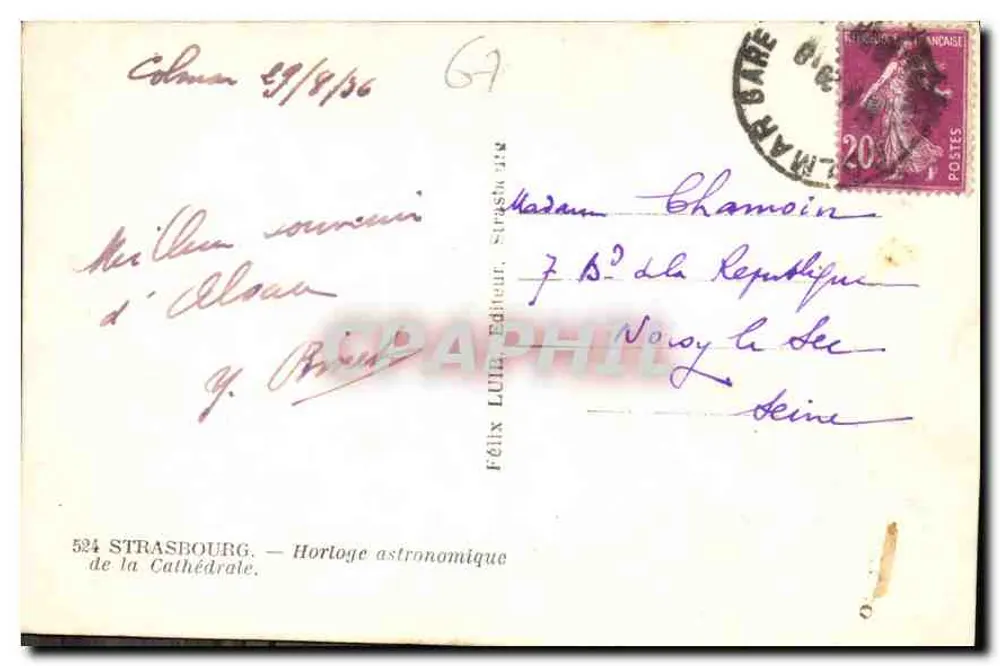 Straßburg — Astronomische Uhr der Kathedrale — Félix LUB, Verlag - Rückseite