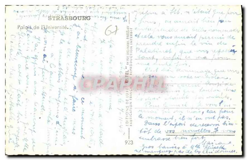 Palácio da Universidade — Strasbourg — Estel - Verso
