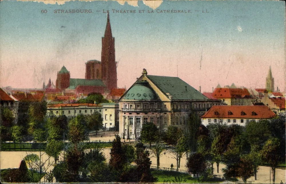 Straßburg — Ansicht des Theaters und der Kathedrale — LL - Vorderseite