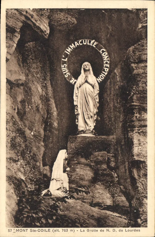 Mont Ste-Odile (alt. 763 m) — Die Grotte der N. D. von Lourdes — Verlag: Gr Alcalas des Arts Pég. Mécaniques, Straßburg - Vorderseite