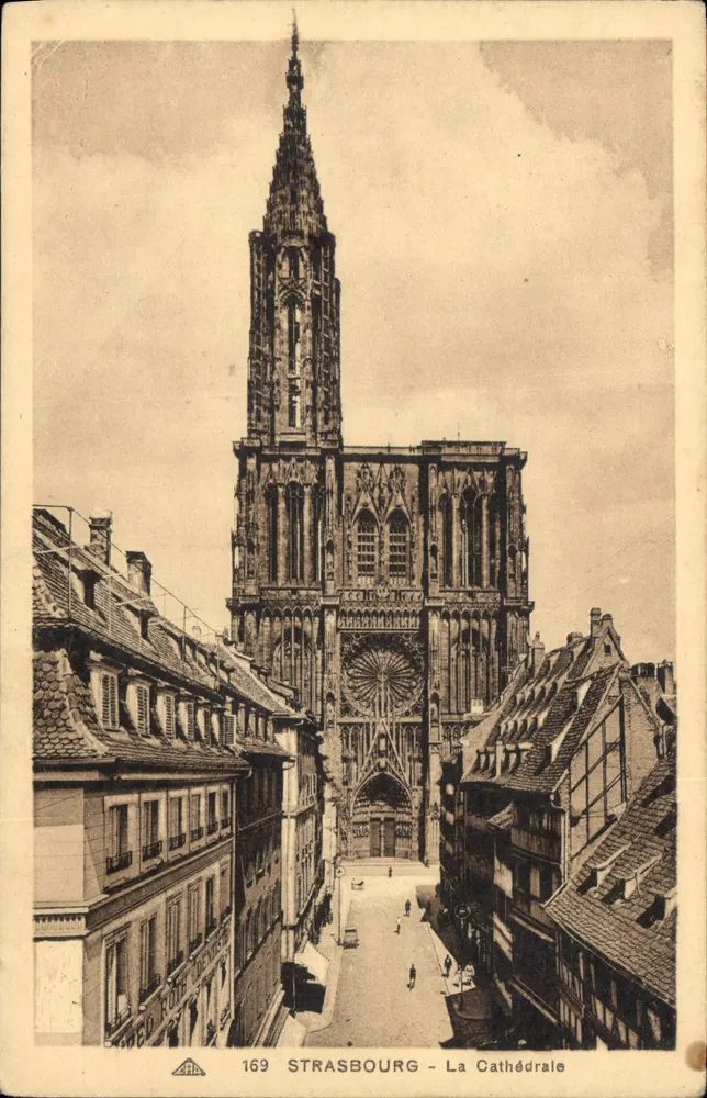 Strasbourg - A Catedral — vista da fachada e da agulha — editor Cie. d'Artisanat de Strasbourg, n° 169 - Frente