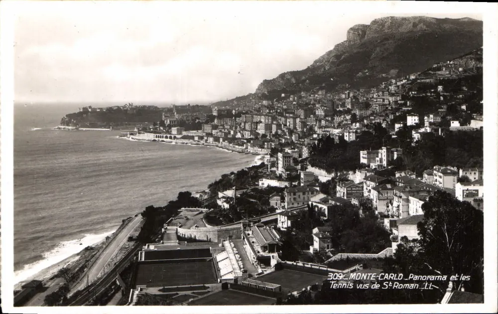 Monte-Carlo — Panorama und die Tennisplätze gesehen von St-Roman — Serie 309, Verlag Levy et Neuridan - Vorderseite