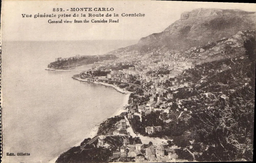 Monte-Carlo — Allgemeiner Blick von der Corniche Straße — Verlag Gilletta, Nr. 852 - Vorderseite