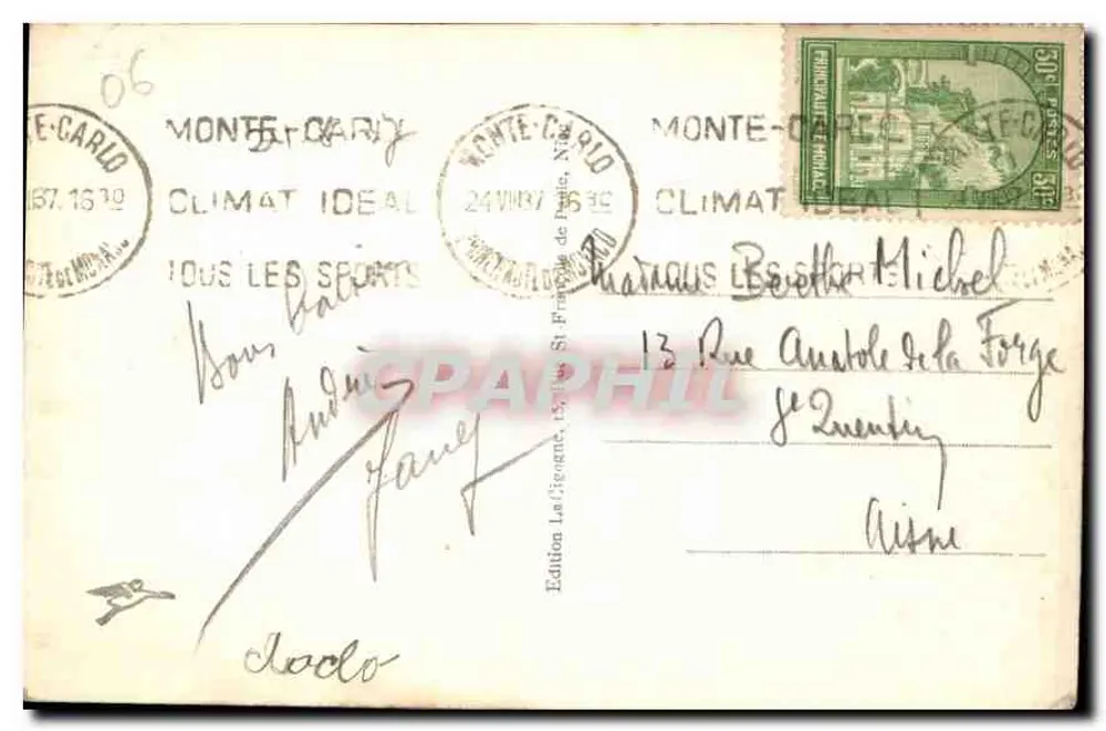 Monaco — Der Eingang zum Hafen und Blick auf Monte Carlo — Edition La Ligue de Paris, Nr. 1460 - Rückseite