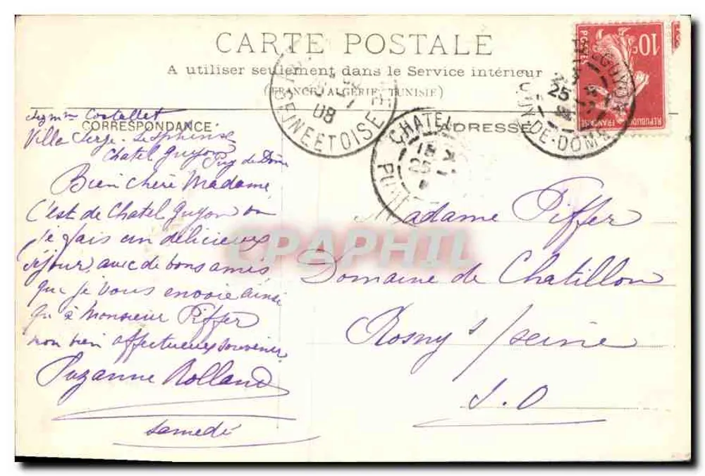 Aubergne - Castelo de Tournoël — Garel Aîné, Clermont-Fd, n°124 - Verso