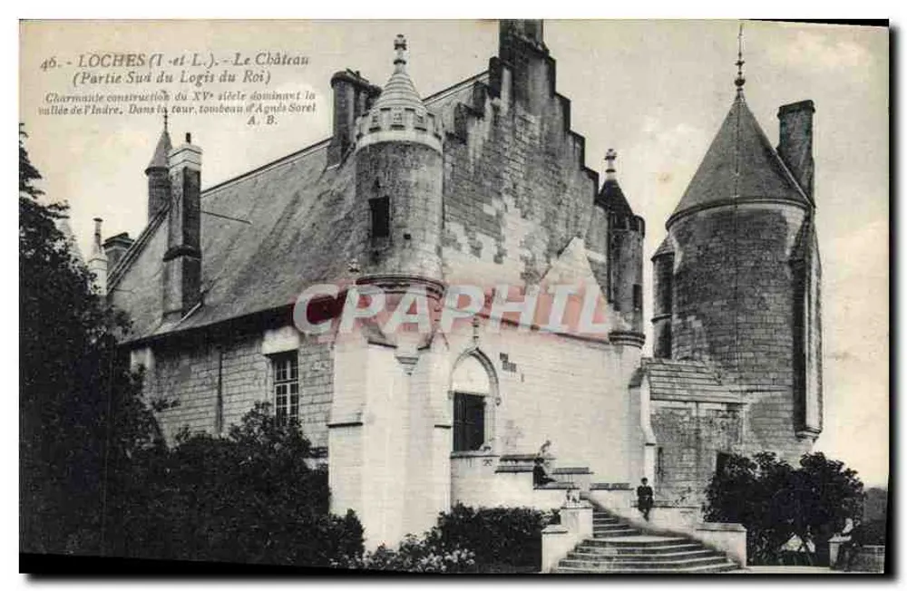 Loches (Loir-et-Cher) — O Castelo (Parte Sul do Logis do Rei) — A. Boucher, editor, Tours - Frente