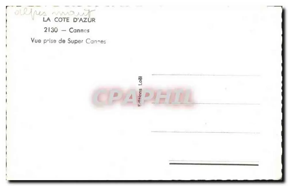 Vista de Cannes — Super Cannes — Éditions Lob - Verso