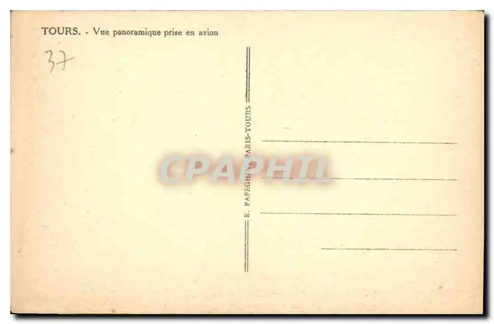 Tours — Panoramablick aus einem Flugzeug — E. Papeghin Paris-Tours - Rückseite