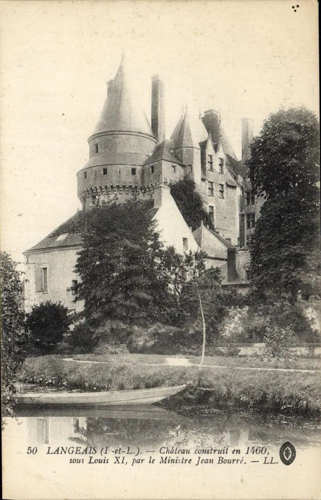 Langeais (Loir-et-Cher) — Castelo construído em 1460 sob Luís XI pelo ministro Jean Bourré — LL, n°50 - Frente