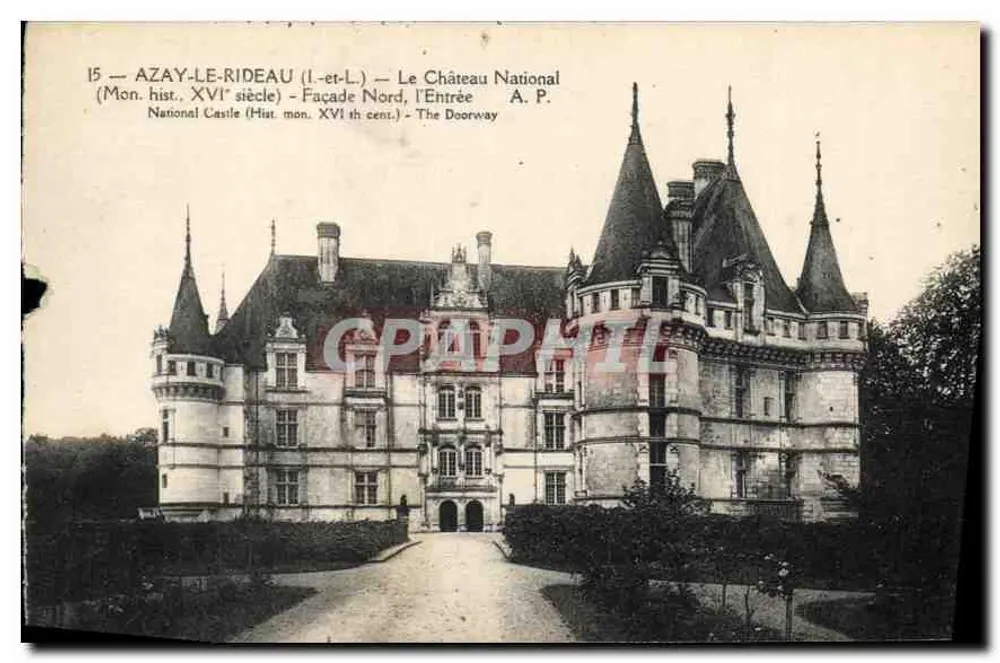 Azay-le-Rideau — Das nationale Schloss — Nordfassade, der Eingang — A.P. - Vorderseite