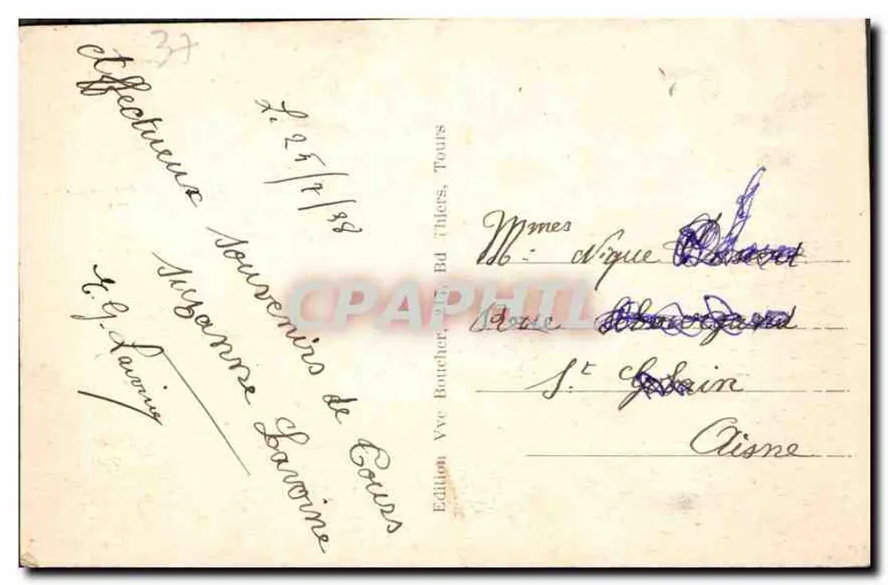 Tours (Loire-et-Cher) — tomada do ponte Saint-Symphorien — Edição A. G. Lavarine - Verso