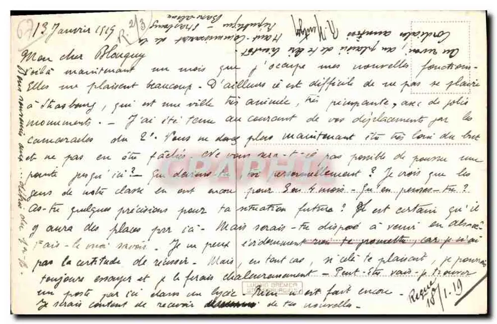 Strassburg i. Els. — Ponte e escola para meninas — editor não identificado - Verso