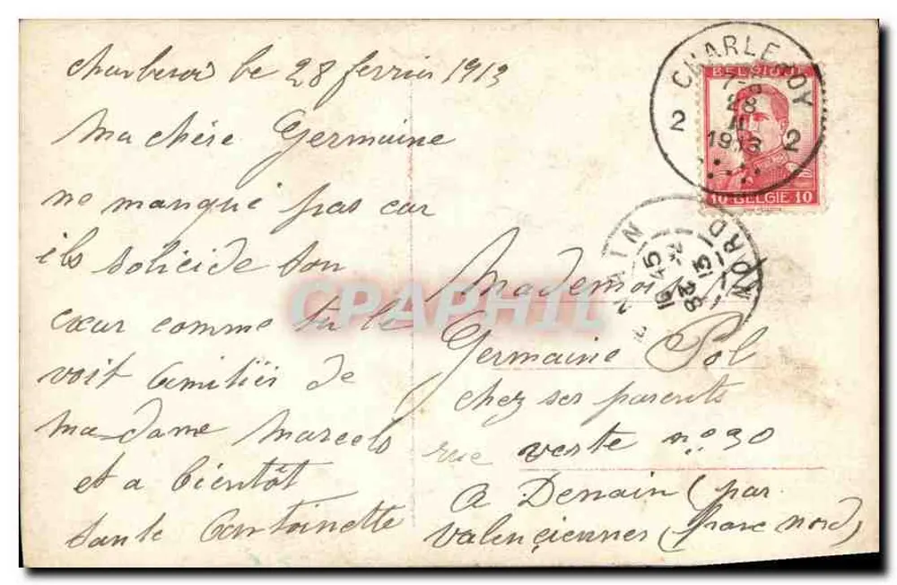 Para zakochana — dekor lasowy — wydawca C.C. n° 3822/1 - Rewers