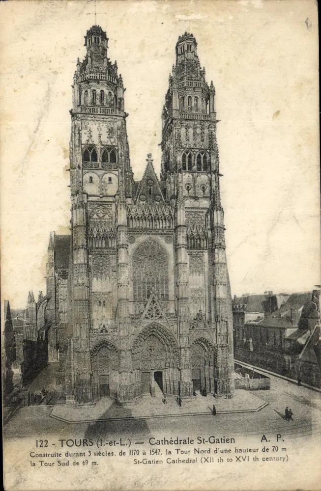 Tours (Île-et-Loire) — Catedral Saint-Gatien — A. P. - Frente