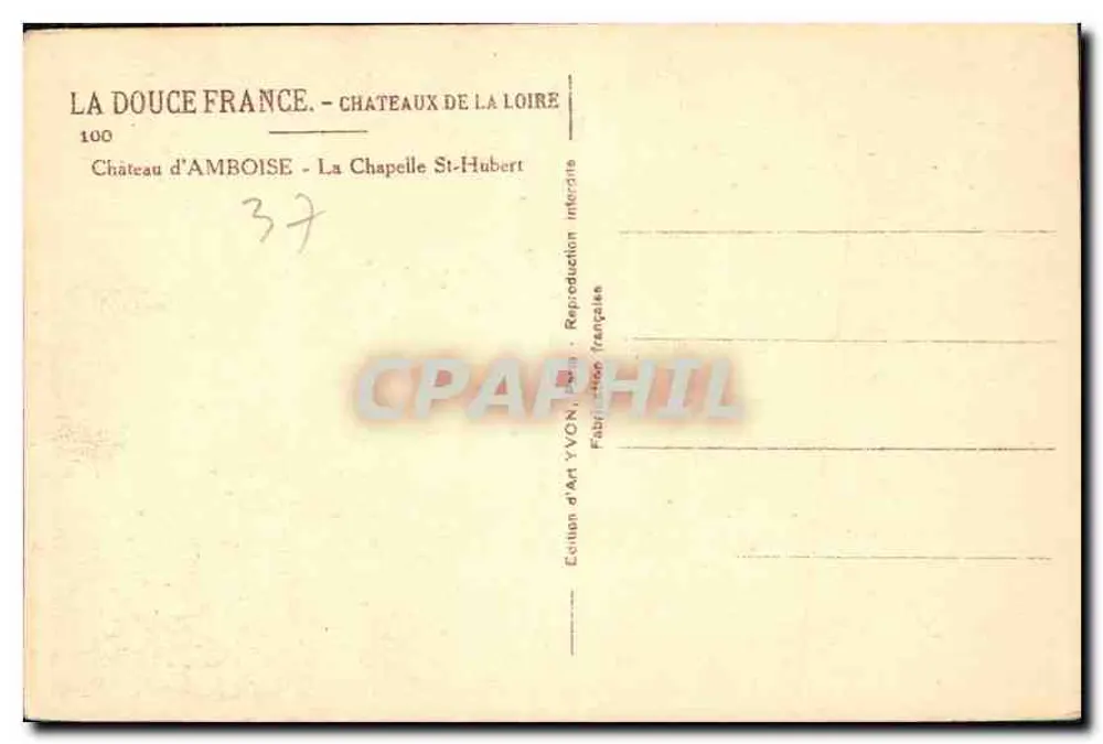 Capela São Huberto — Amboise — Edição de Arte YVON - Verso