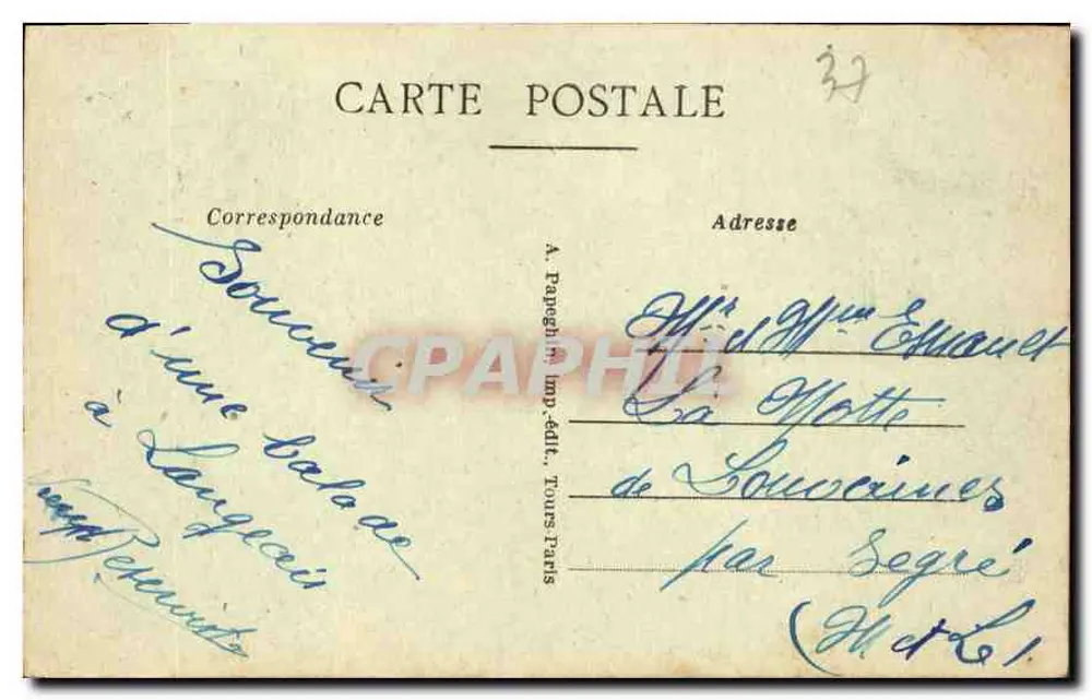 Langeais (Loir-et-Cher) — Vista Geral (Lado Leste) e o Castelo (século XV) — A. P. - Verso