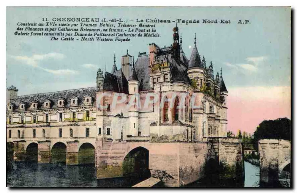 Chenonceau (Loire-Loire-Loire) — O Castelo — Fachada Nordeste — A.P. - Frente