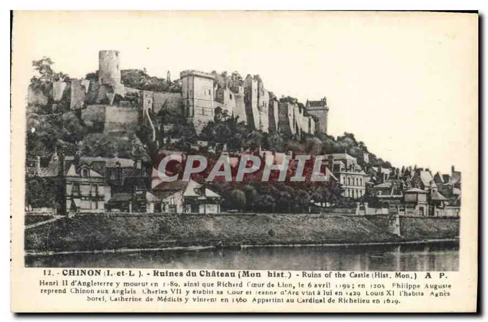 Chinon (Indre-et-Loire) — Ruines du Château (Monument historique) — Éditeur non identifié, n° 12 - Frente