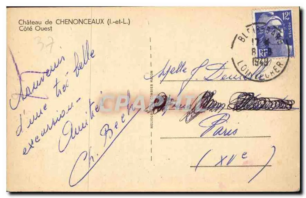 Castelo de Chenonceau — Lado Oeste — editor Coim - Verso