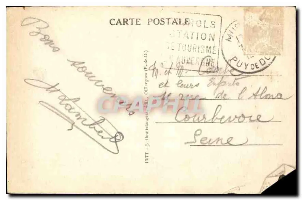 Sommet des Gorges d'Enfer — L'Auvergne — éditeur GdO - Verso
