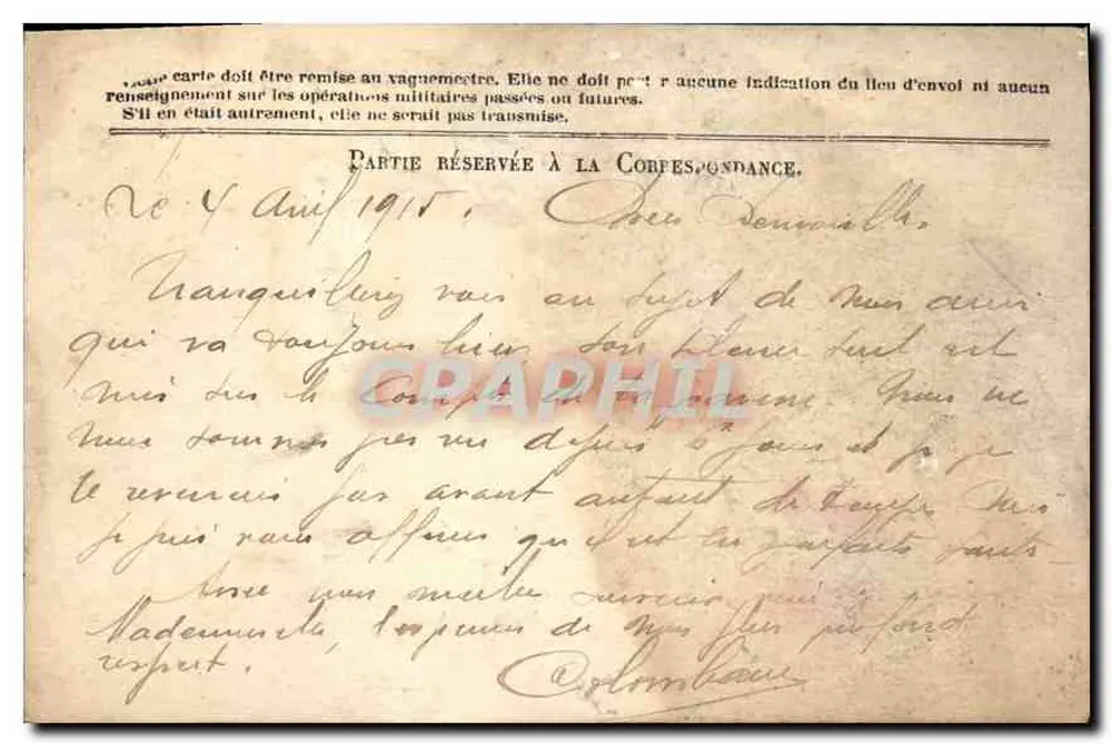 Correspondência das Forças da República — Carta em franquia — Mod. A — IMPR. NAF - Verso