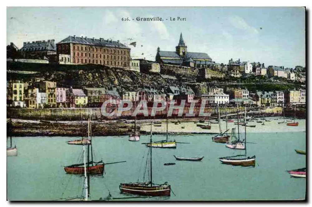Granville - O Porto — Bilhete postal antigo n°616, editor Laurent, Rennes - Frente