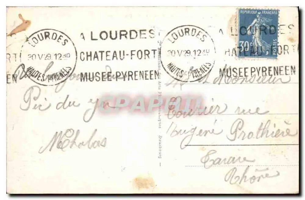 Lourdes — Observatorium am Gipfel des Pic du Jer — Verlag Antike Ansichtskarte - Rückseite