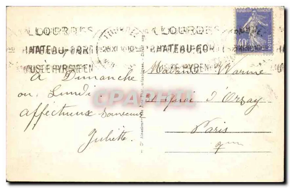 Lourdes - Das FestungsSchloss und die Berge — unbekannter Verleger, Nr. 94 - Rückseite