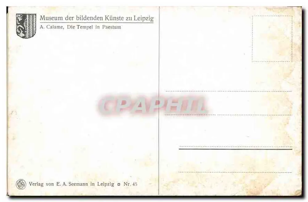 Tempel von Paestum — Nachbildung einer Malerei — Museum der bildenden Künste zu Leipzig - Rückseite