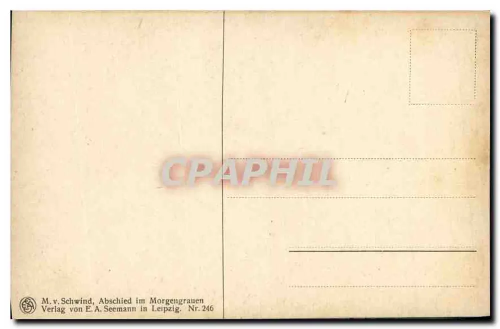 Abschied im Morgengrauen — cena noturna com lua — M. v. Schwind, editor E.A. Seemann, Leipzig, n°246 - Verso