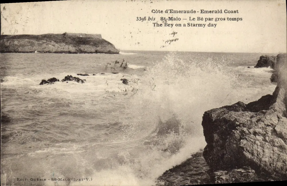 Emerald Coast — Le Bey bei Sturm — Édit. Guérin - St-Malo (I.-et-V.) - Vorderseite