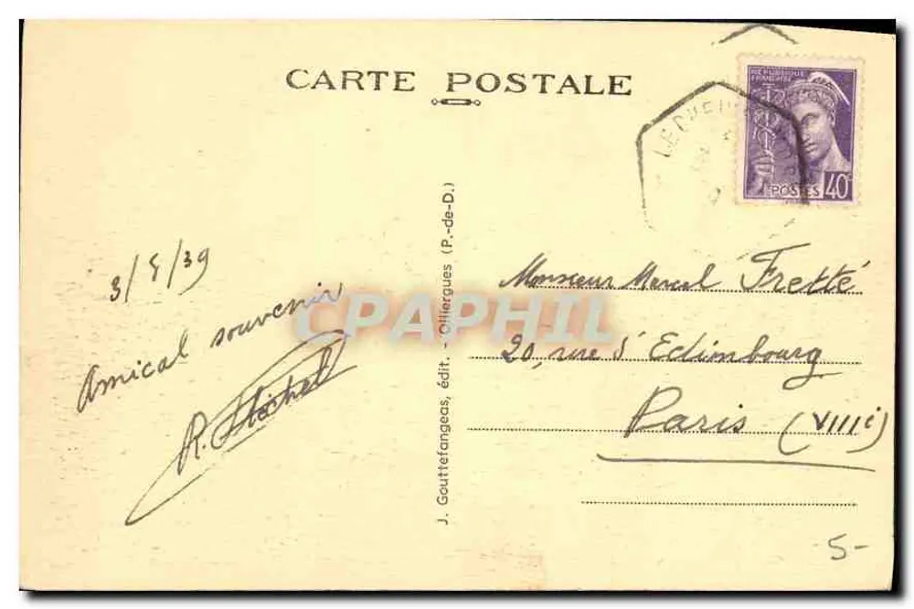 Clermont-Ferrand — Allgemeine Ansicht — Plateau de Gergovie — J. Gouttefangeas, Verlag - Rückseite