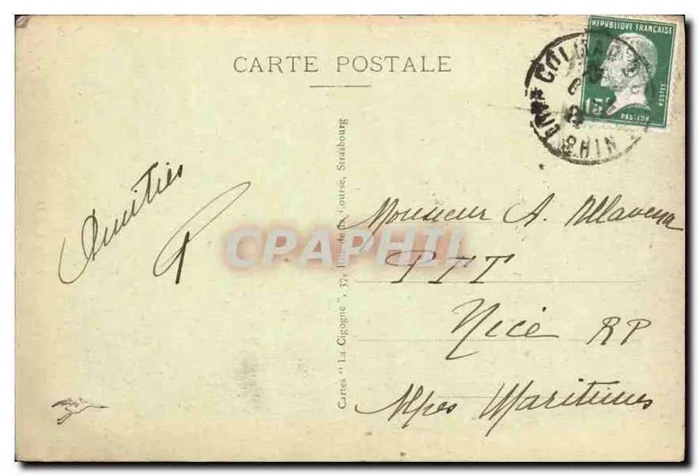 Fischbodelle — paisagem de vale com lago e floresta — Cartas 'La Gigogne', Strasbourg - Verso