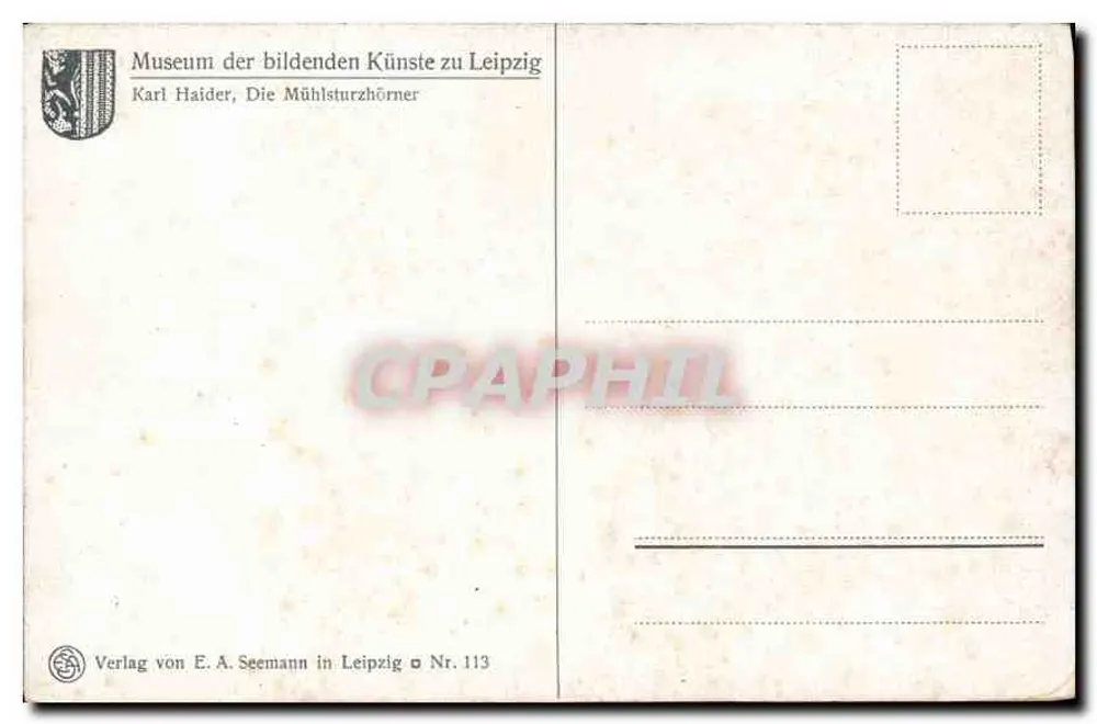 Les Mühlsturzhörner — vista montanhosa — Karl Haider, série Nr. 113 - Verso