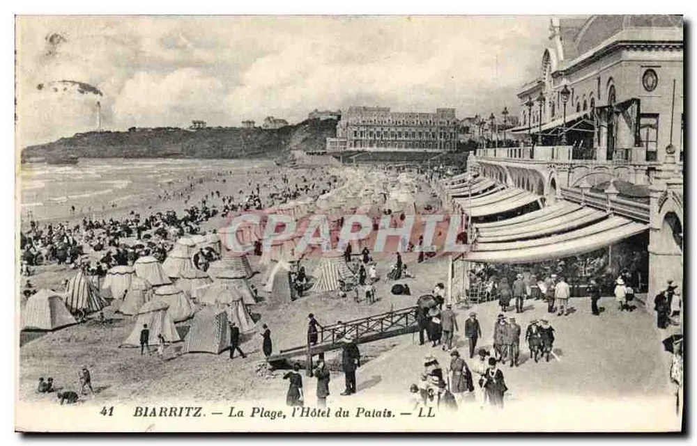 Biarritz — A Praia, o Hotel du Palais — LL - Frente