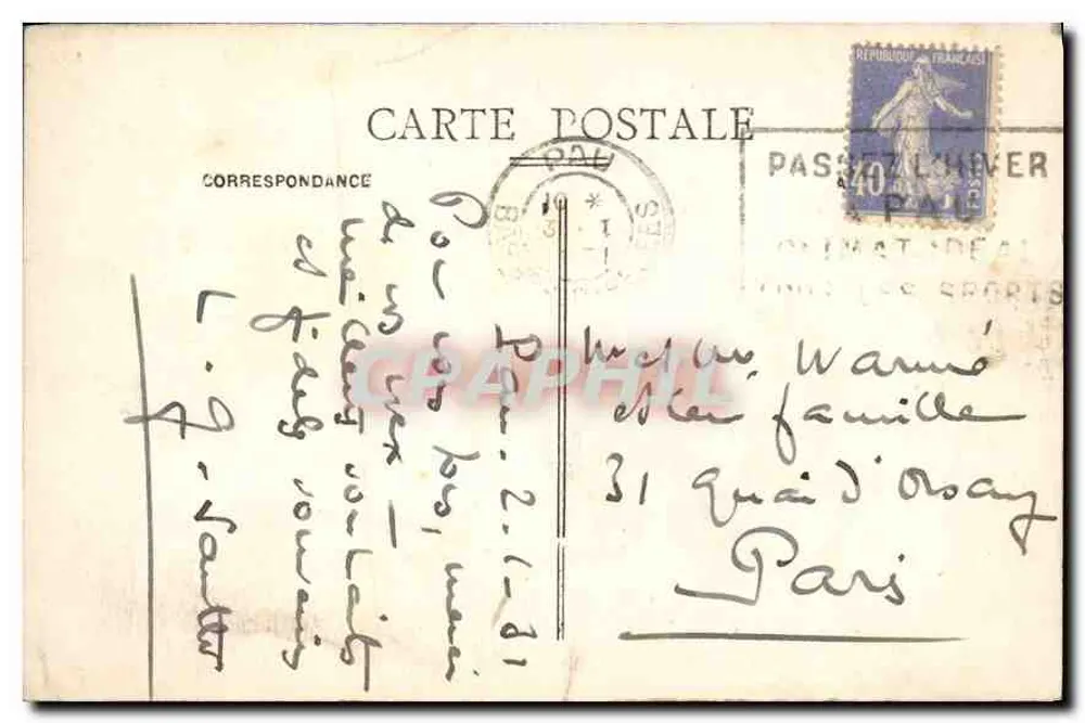 Pau - Eine Ecke des Boulevards und die Kette der Pyrenäen — Carrache Verlag - Pau, Nr. 106 - Rückseite