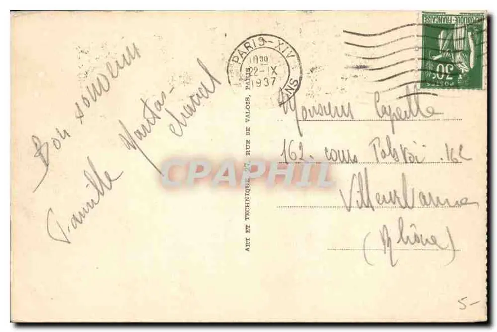 Paris - O Panteão — editor Art et Technique, n°17 - Verso
