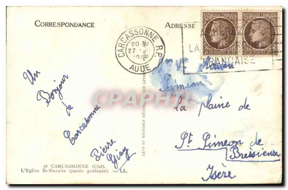 Carcassonne — Kirche Saint-Nazaire (gotische Teil) — Verleger Lévy et Neudhein, Nr. 58 - Rückseite