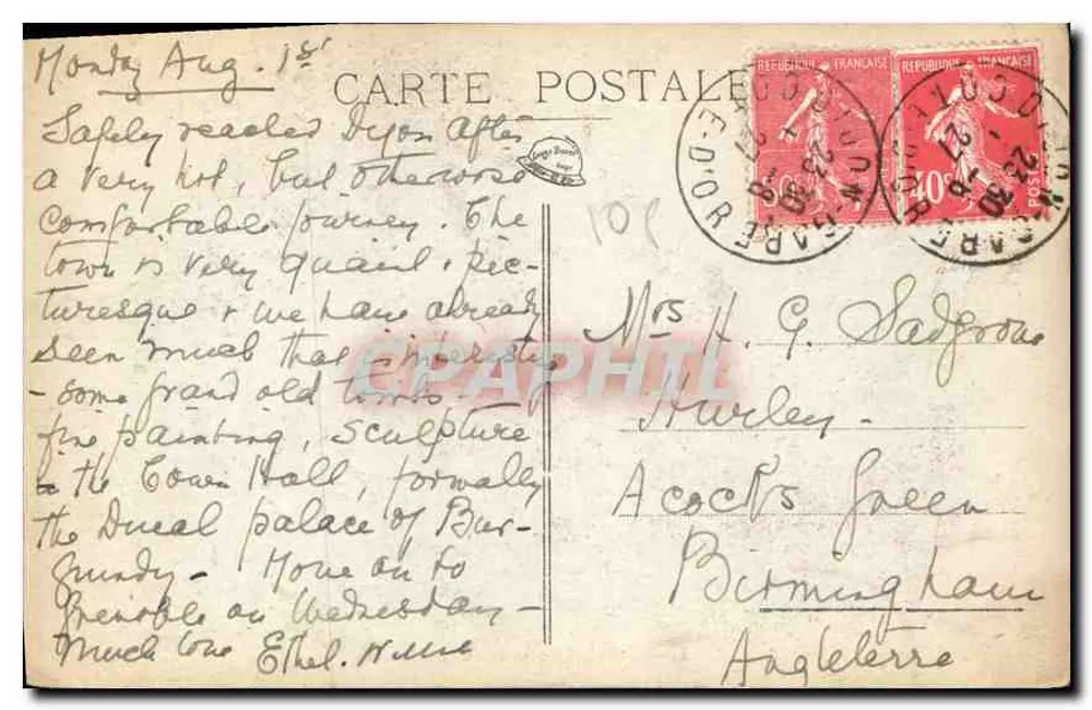 Dijon — Cachoeira do Castelo da Água — N°32, editor M. N. D. - Verso