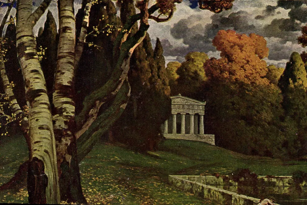 Antikes Tempel in einem Herbstpark — Éd. Rüdisühli, Am heiligen Wasser, Nr. 161 - Vorderseite