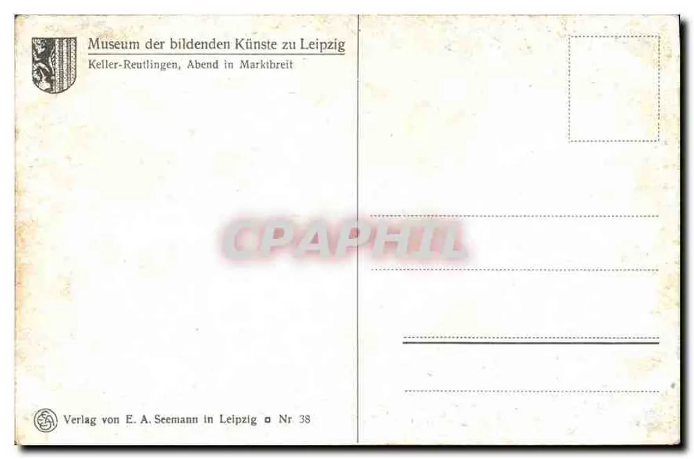Keller-Reutlingen — Abend in Markibreit — Verlag von E. A. Seemann in Leipzig, Nr. 38 - Rückseite