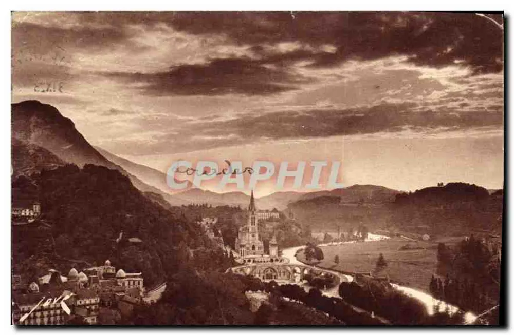 Lourdes (H.R.) — Die Basilika vom Schloss aus gesehen — Edition Jové, Pau (B.P.) - Vorderseite