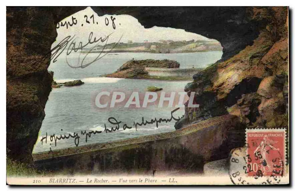Biarritz — Le Rocher — Vista para o Farol — LL. — n°210 - Frente