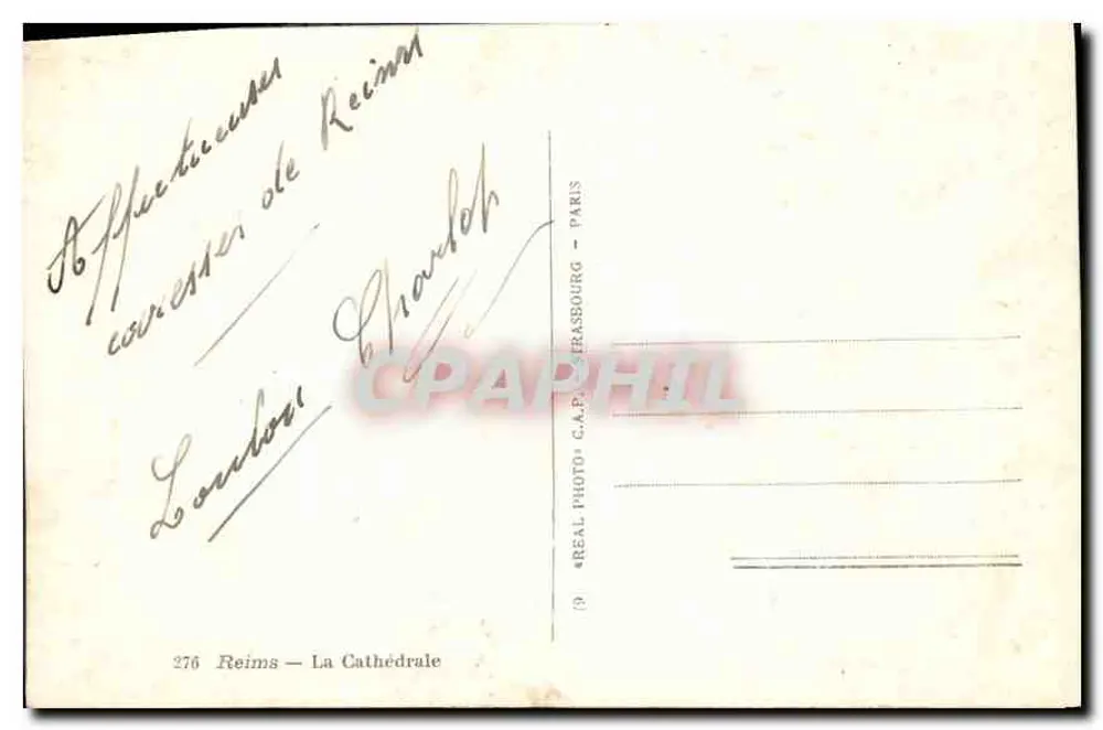 Reims — Katedra — REAL PHOTO - C.A.P. FRASBOURG - PARIS - Rewers