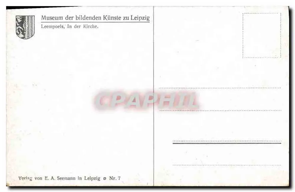 Zwei Männer — Malerei — Museum der bildenden Künste zu Leipzig, Verlag E. A. Seemann, Nr. 7 - Rückseite