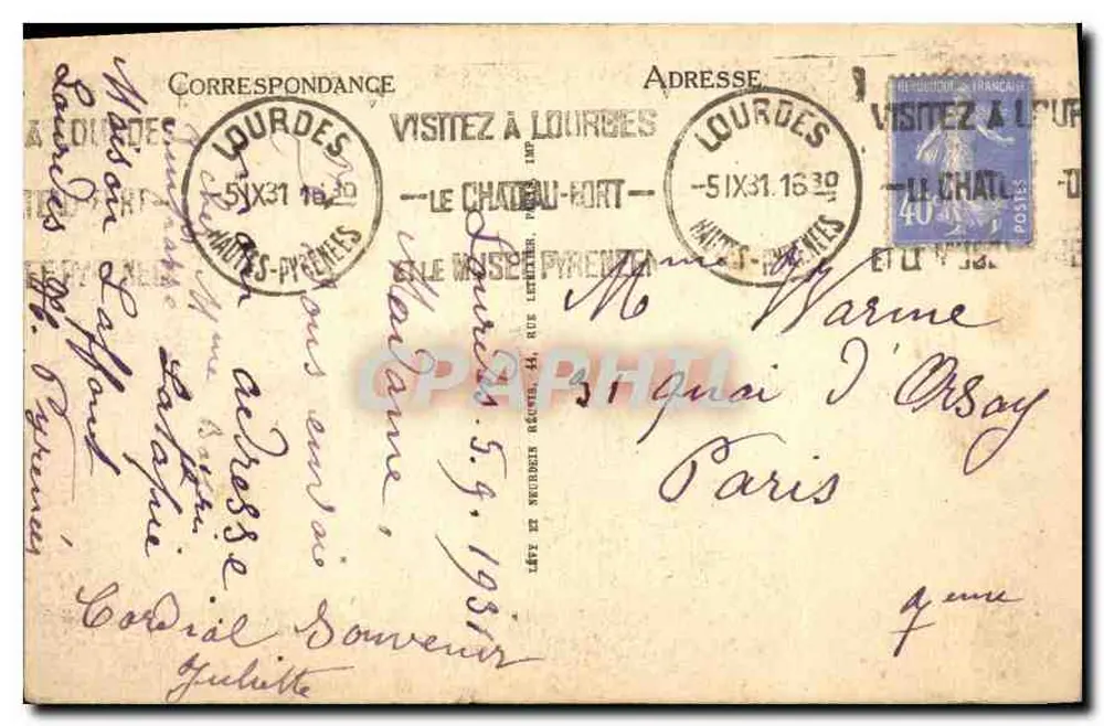 Lourdes — O Castelo Forte — LL - Verso