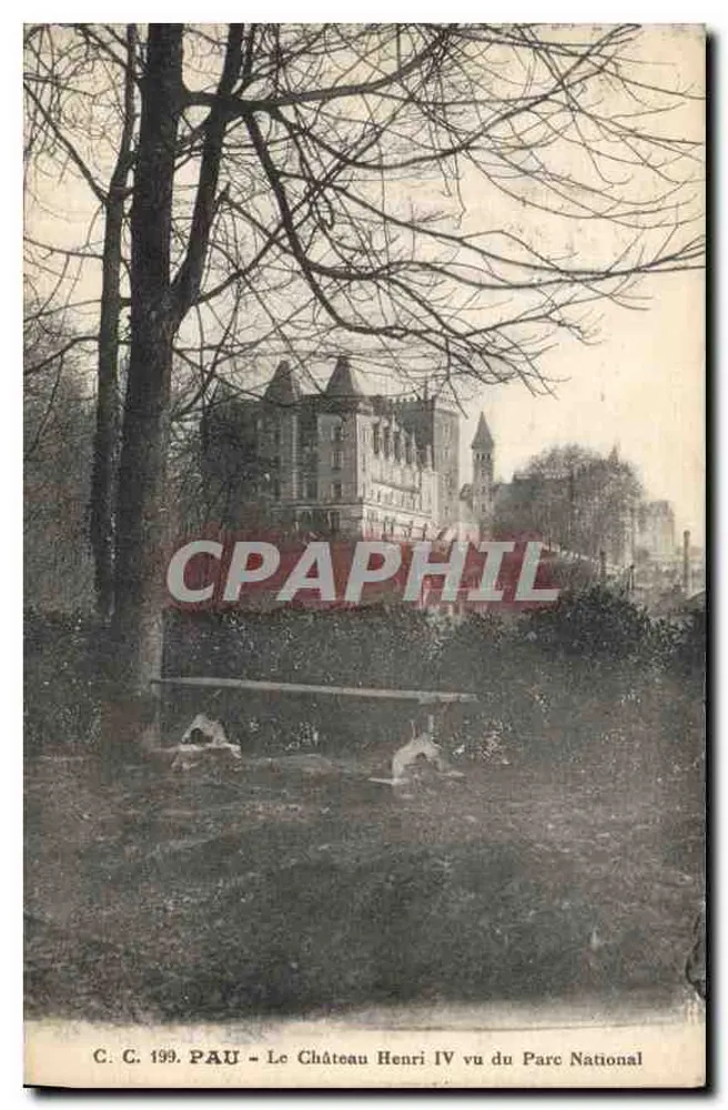 Pau - Schloss Henri IV von der Nationalparkseite gesehen — C. C. 199, Verleger Carrache - Vorderseite
