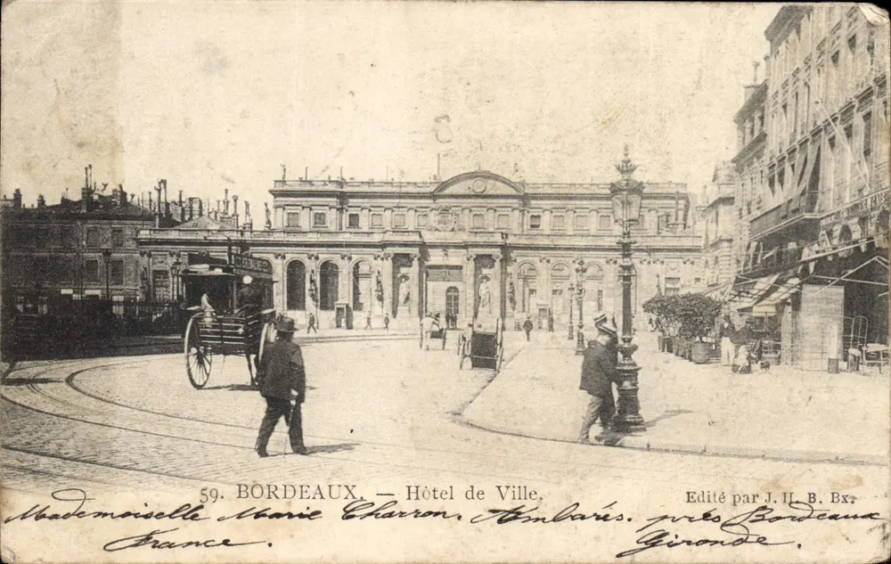 Bordeaux — Hotel de Ville — Editado por J. H. B. Ex. - Frente